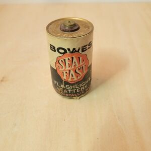 Vintage Bowes Seal Flashlight Battery‎ Metallic Top Old Collectible Power Cell